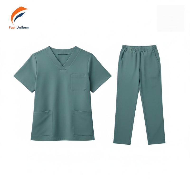 Fast Uniform may đồng phục scrubs xanh teal trọn gói