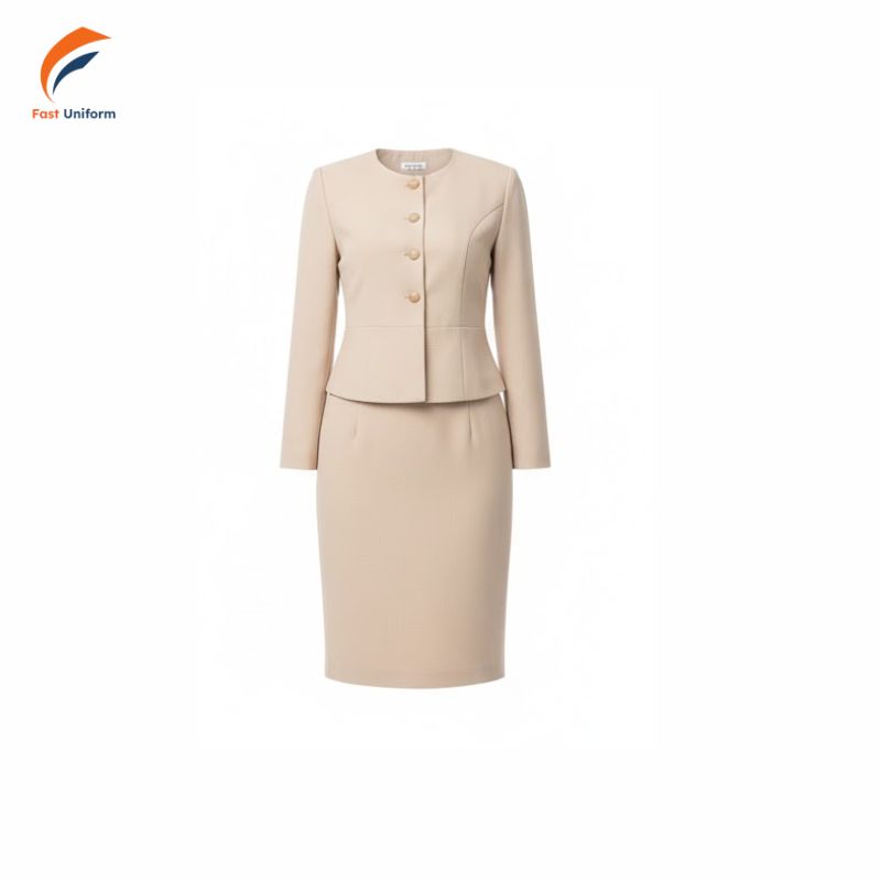 Chi phí may vest nữ màu be phụ thuộc chất liệu, thiết kế, phương thức may và in thêu logo