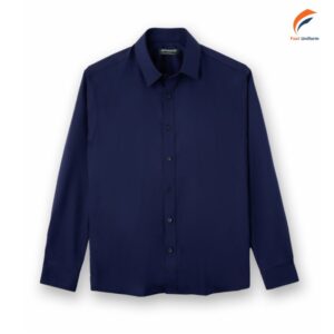 Áo sơ mi công sở xanh navy thiết kế tinh tế, màu sắc hài hòa tạo nên tổng thể thành lịch