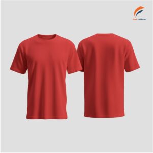 Áo thun đồng phục cổ tròn đỏ trơn lý tưởng cho các hoạt động tập thể, sự kiện, team building hoặc làm đồng phục hằng ngày