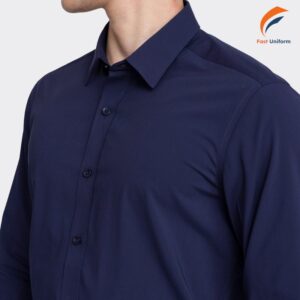 Chất liệu cao cấp tạo nên sự sang trọng cho sơ mi xanh navy