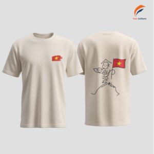 Áo thun đồng phục cổ tròn màu be may từ chất liệu cao cấp