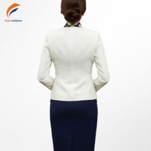 Chất liệu may đồng phục lễ tân nữ vest trắng và chân váy