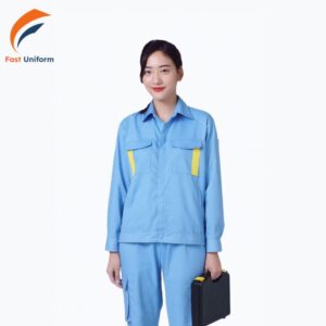 Chất vải may đồng phục bảo hộ xanh dương nhạt