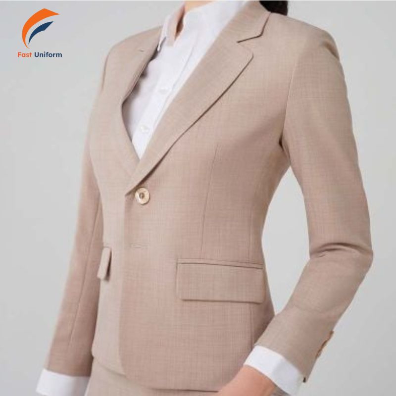 Đồng phục vest nữ màu nâu be - V 02 - Ảnh 3