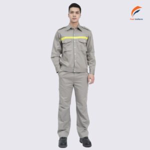 Đồng phục bảo hộ kaki nhạt phối vàng