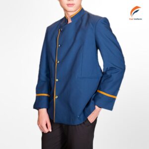 Đồng phục bellman xanh dương viền vàng đồng nổi bật, ấn tượng