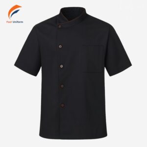 Fast Uniform may đồng phục bếp đen tay ngắn chất lượng cao
