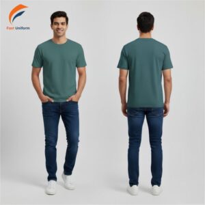 Fast Uniform may áo thun đồng phục cổ tròn xanh lá giá tốt