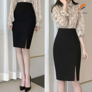 Fast Uniform may chân váy bút chì đen xẻ tà đẹp, chuẩn form