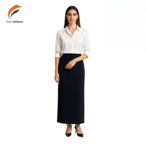 Fast Uniform may chân váy công sở màu đen dáng dài cao cấp