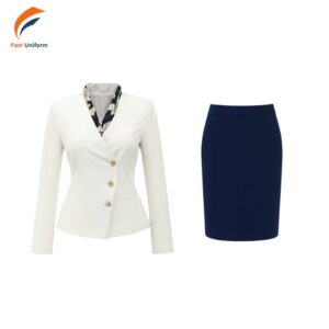 Fast Uniform may đồng phục lễ tân nữ vest trắng và chân váy giá tốt