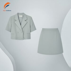 Fast Uniform may đồng phục vest nữ xanh xám nhạt cao cấp