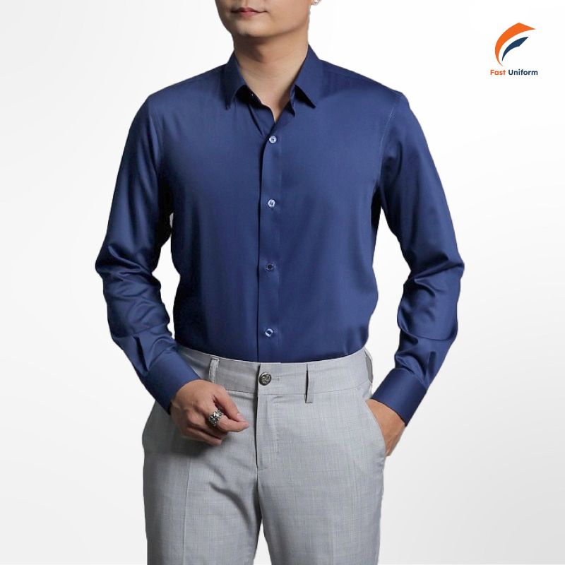 Áo sơ mi công sở xanh navy