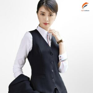 Mẫu gile công sở nữ màu đen chuyên nghiệp và thanh lịch, thiết kế ôm vừa vặn, tôn lên đường nét cơ thể tinh tế
