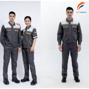 Mẫu đồng phục bảo hộ xám phối ghi mang lại cảm giác thoải mái cho người mặc, có khả năng chống chịu tốt