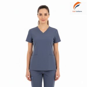 Chất liệu may đồng phục y tế Scrubs xanh xám đậm
