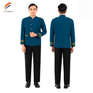 Chất vải may đồng phục bellman xanh phối vàng