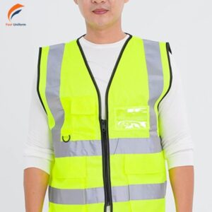 Chất vải may gile bảo hộ phản quang xanh chuối