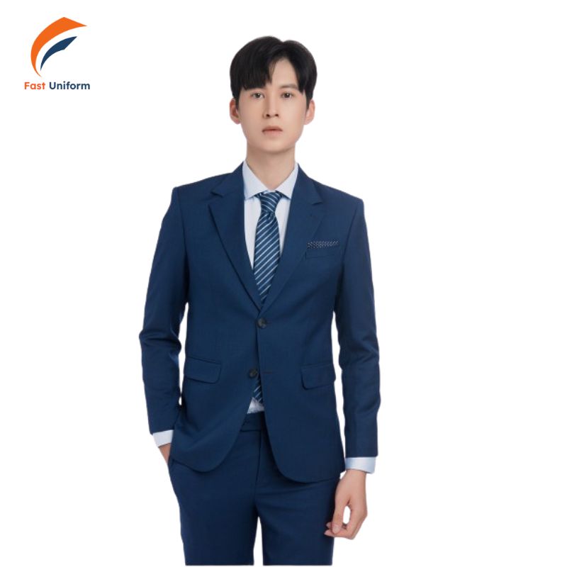Fast Uniform chuyên may đồng phục vest nam màu xanh dương cao cấp với mức giá cạnh tranh