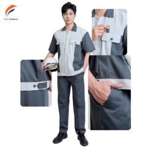 Đồng phục bảo hộ xám than phối xám sáng cần được giặt và bảo quản đúng cách để duy trì độ bền