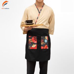 Mẫu đồng phục phục vụ Nhật Bản màu vàng phối họa tiết mang đậm dấu ấn văn hóa và tính thẩm mỹ tinh tế