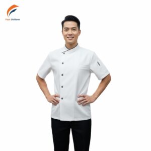 Fast Uniform áo bếp đồng phục trắng phối cúc đen chuyên nghiệp hàng đầu
