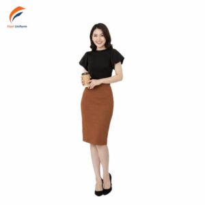 Fast Uniform - Đối tác may chân váy công sở bút chì nâu cam uy tín