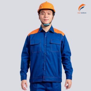 Fast Uniform nhận may đồng phục bảo hộ xanh dương phối cam theo yêu cầu