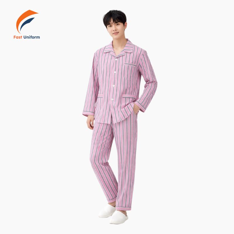 Fast Uniform may đồng phục bệnh nhân sọc hồng bền đẹp, giá xưởng