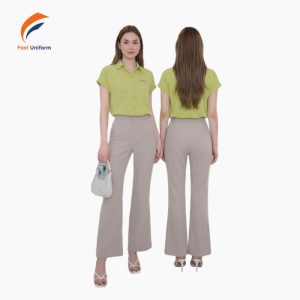Fast Uniform may quần tây công sở nữ ống loe màu be nhạt chuẩn form, giá tốt
