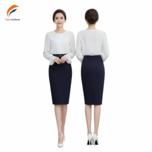 May chân váy xanh đen nên chọn vải đứng form, giữ màu và may chuẩn dáng