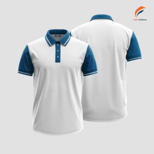 Áo polo trắng phối xanh trẻ trung, vải cá sấu cao cấp, thoáng mát, bền đẹp