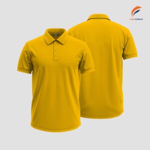 Mẫu áo polo đồng phục vàng trơn mang đến vẻ ngoài đầy năng lượng, chuyên nghiệp và cực kỳ nổi bật