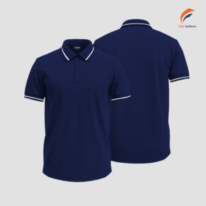 Áo polo đồng phục xanh than phối trắng thanh lịch, thoáng mát, chuẩn form