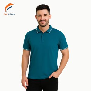 Giá may áo polo đồng phục xanh teal phối trắng phụ thuộc vào nhiều yếu tố như chất liệu, thiết kế và số lượng đặt hàng