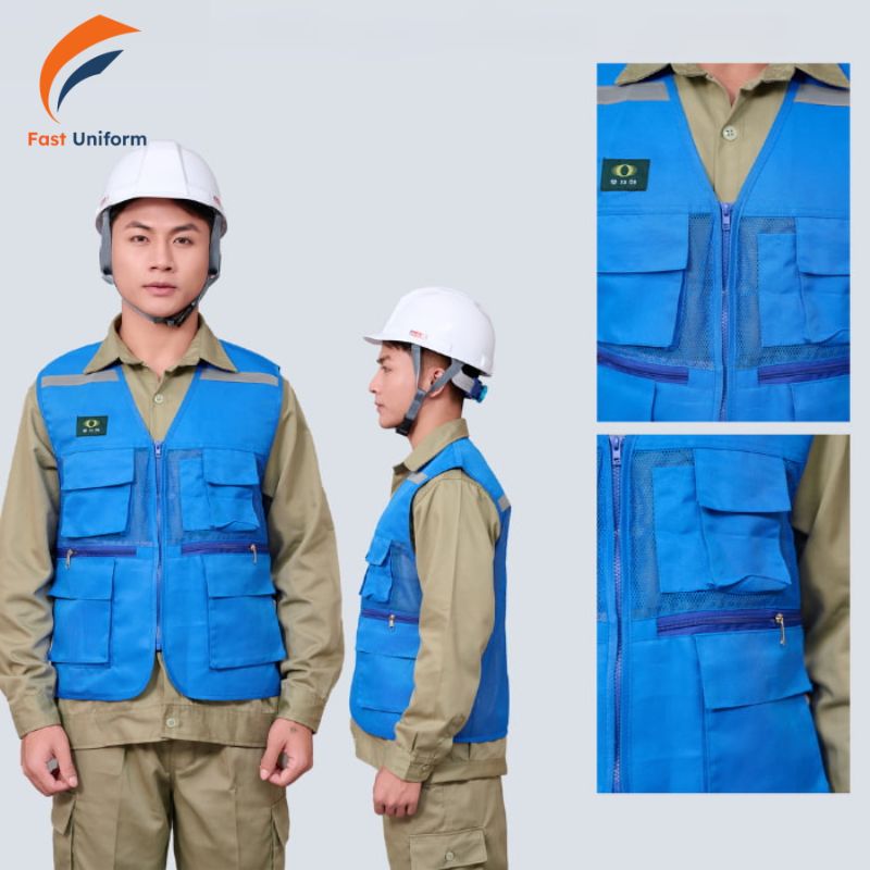 Áo gile công trường bền, thoáng, nhiều túi tiện dụng và dễ tùy chỉnh phản quang