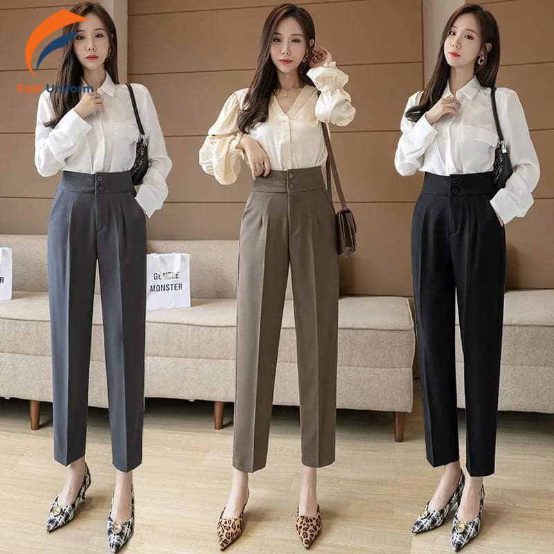 Đồng phục quần tây baggy lưng cao