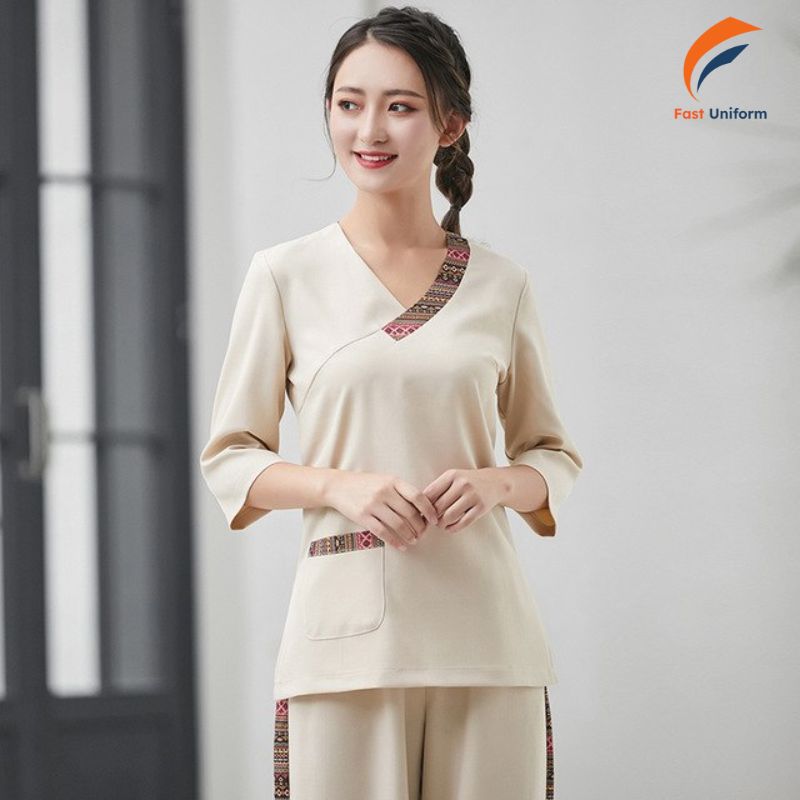 Đồng phục spa cổ chữ V