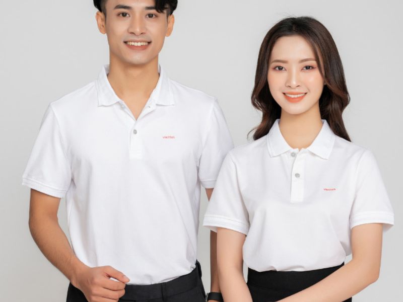 Áo polo đồng phục màu trắng