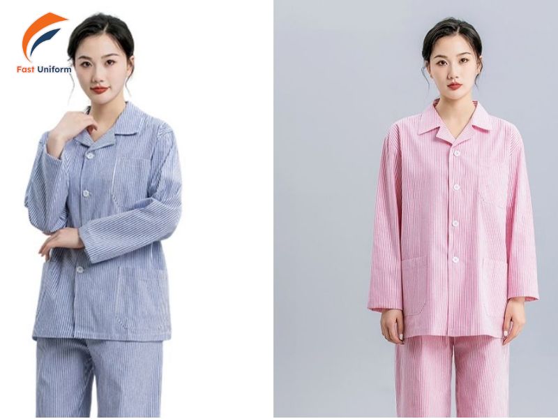 Đồng phục bệnh nhân được thiết kế với chất liệu cotton tự nhiên mềm mại, thoáng mát
