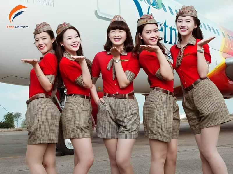 Thiết kế đồng phục tiếp viên cần đảm bảo thoải mái, chuyên nghiệp, thanh lịch và đồng bộ nhận diện thương hiệu