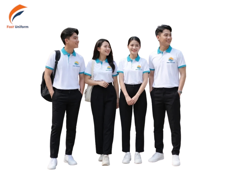 Áo polo đồng phục hướng dẫn viên du lịch trẻ trung, bền đẹp, dễ vận động.