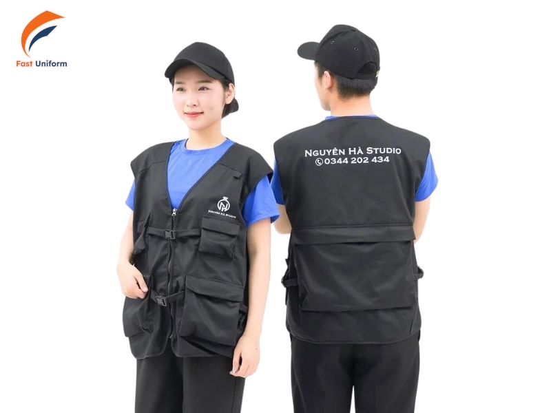 Áo gile đồng phục studio tiện dụng, nhiều túi, hỗ trợ nhận diện thương hiệu
