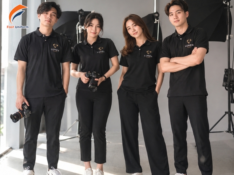 Áo polo đồng phục studio thanh lịch, trẻ trung