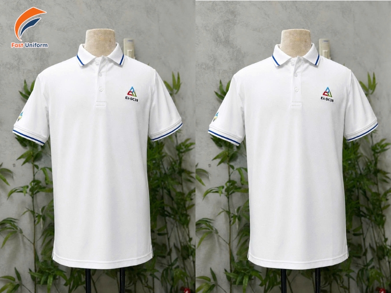Áo polo trắng tinh khôi tạo vẻ sạch sẽ, thanh lịch