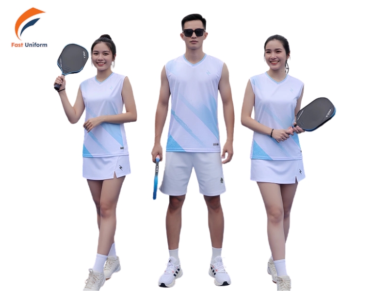 Đồng phục Pickleball trắng phối xanh dương nhạt