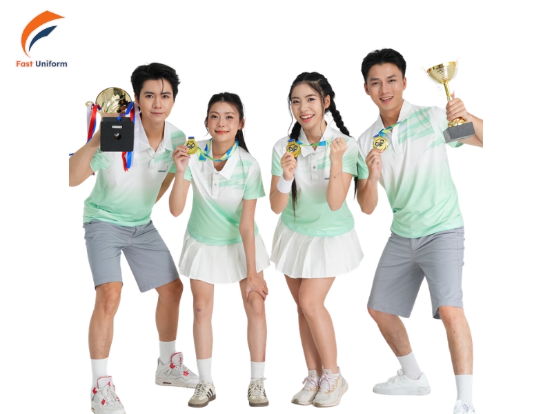Đồng phục Pickleball xanh neon phối trắng