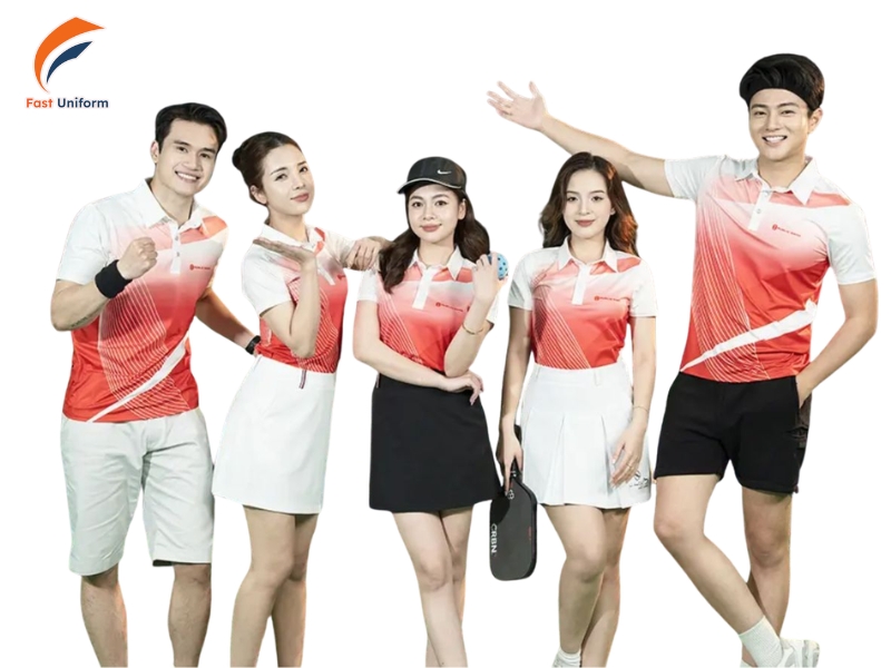 Đồng phục Pickleball đỏ phối trắng