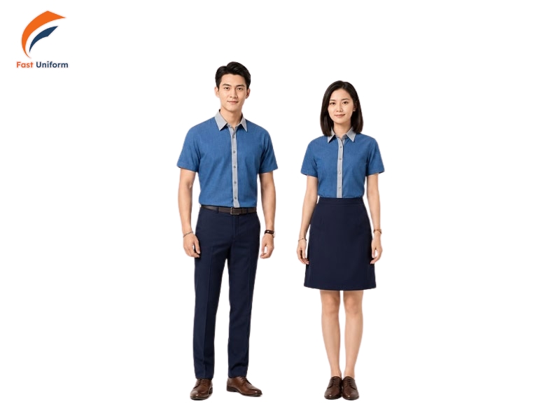 Phối sơ mi ngắn tay với quần tây, chân váy, jeans hoặc kaki đều đẹp và linh hoạt